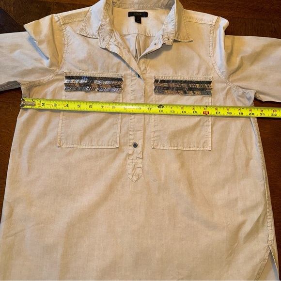 J Crew Women’s Tan Taupe Tunic Shirt Blouse with Bedded Chest Pockets Size 6 - Picture 12 of 13